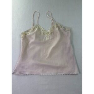 VTG 80's  Spaghetti Strap Camisole Tank Lingerie Lace Satin SzM Fairy Romantic
